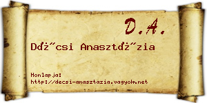Décsi Anasztázia névjegykártya